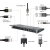 Laptop dok Gembird A-CM-COMBO9-02 USB 3.2 Gen 1 Type-C, HDMI, VGA, 3×USB-A, Gigabit Ethernet, 87W PD, sivá