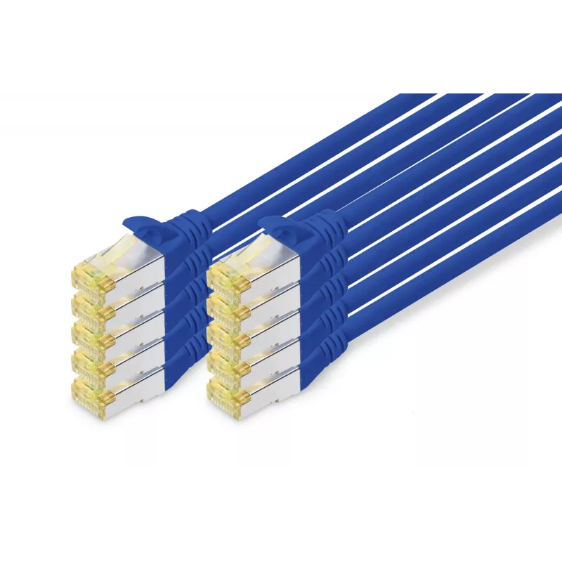 Prepojovací kábel DIGITUS CAT 6A S/FTP DK-1644-A-010-B-10, 1 m, modrý, 10 ks