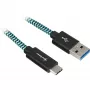 USB 3.2 Gen 2 kábel, USB-A konektor samec > USB-C konektor samec (čierna/svetlomodrá, 1 meter, opláštený)
