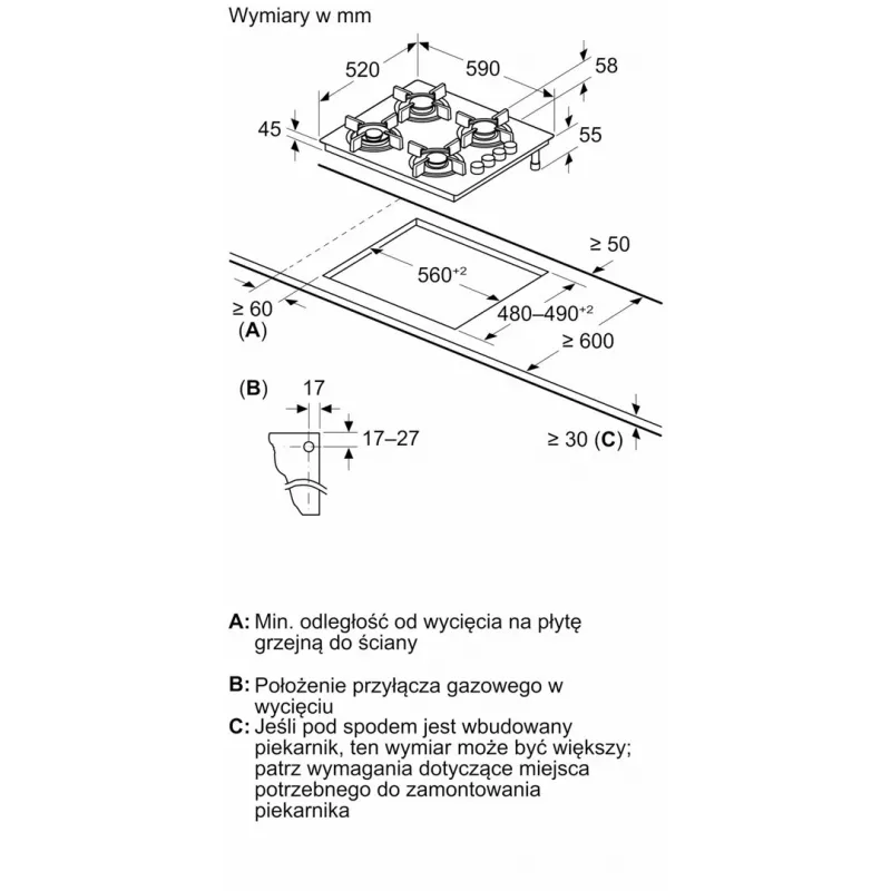 BOSCH plynová varná doska POH6B6K30