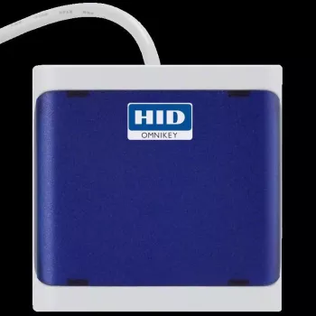 HID OMNIKEY 5022 CL (tmavomodrá) - krátky 13 cm konektor - štandardný konektor USB-A - iba bezkontaktná (13,56 MHz) čítačka - kompatibilná s CCID - voliteľný držiak kariet a montážne príslušenstvo - MOQ 10