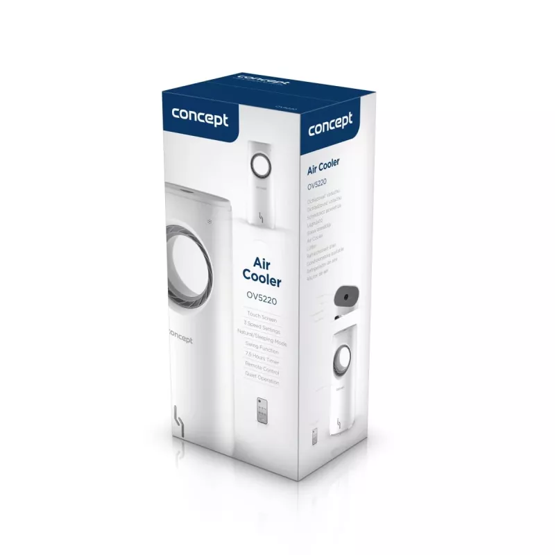 Stojanový ventilátor Concept Solution OV5220 – biely, 80 W, dotykové ovládanie, výška 805 mm