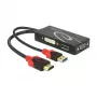 Video kábel adaptér DeLOCK 62959 HDMI USB DVI-I VGA 0,135 m
