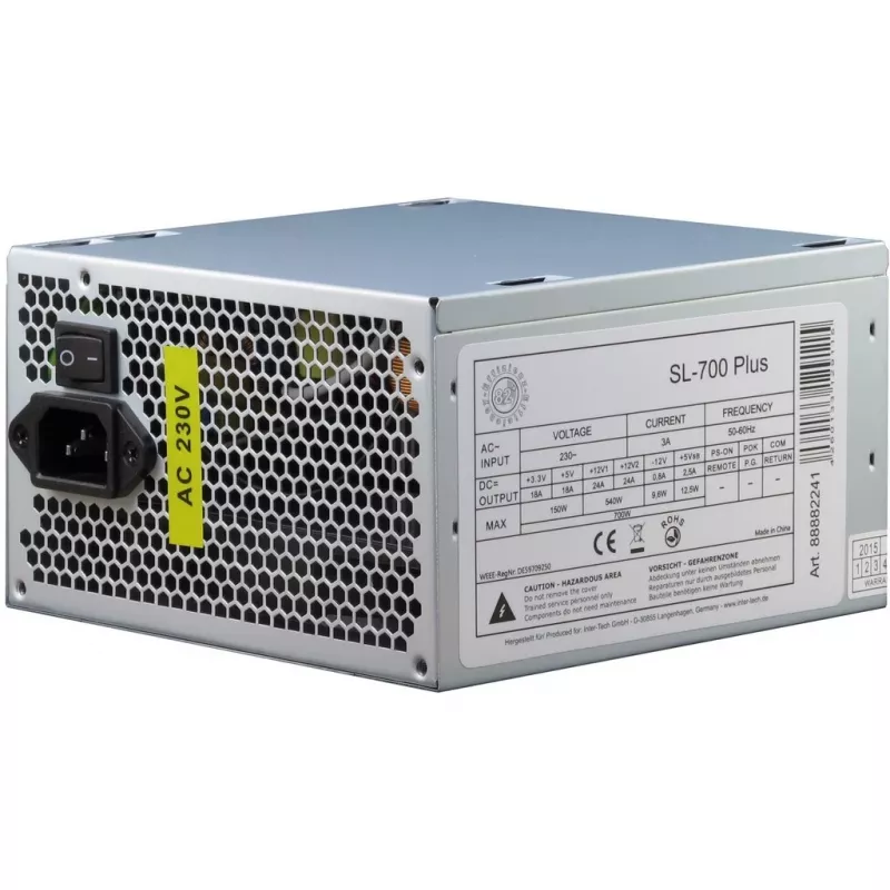 Inter-Tech SL-700 Plus - napájací zdroj (interný) - ATX12V 2.4 - AC 230 V - 700 Watt - aktívne PFC (88882141)