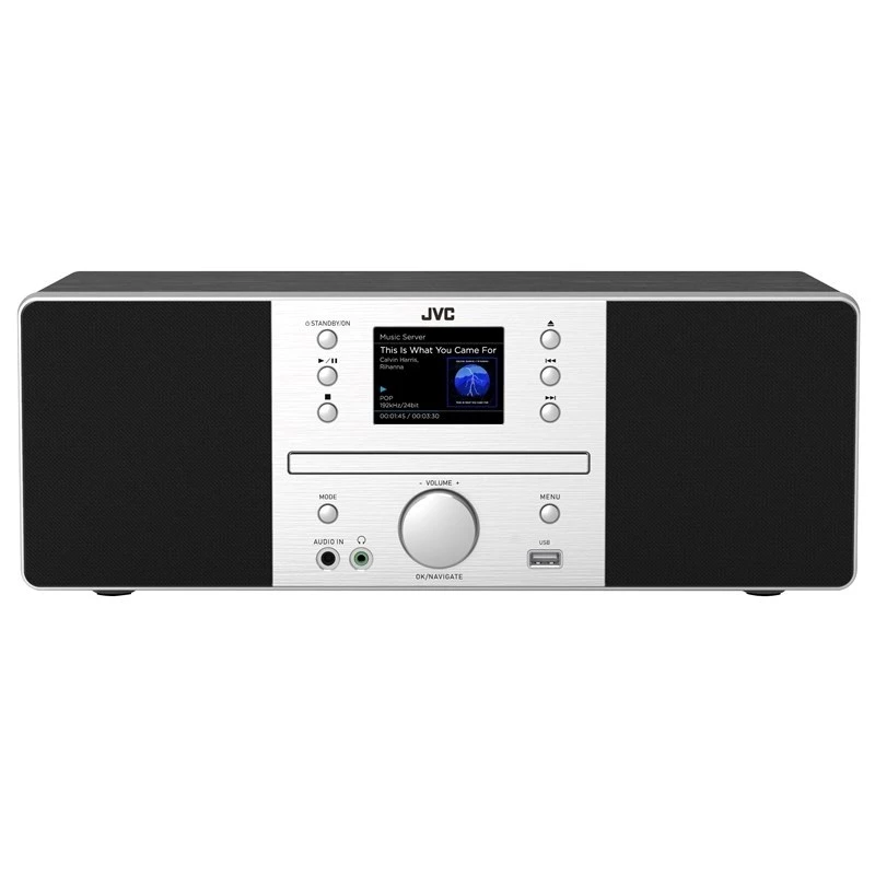 JVC RD-E874B Audiosystém All-in-One, internetové/DAB+/FM rádio, CD, Bluetooth, 20 W, čierny