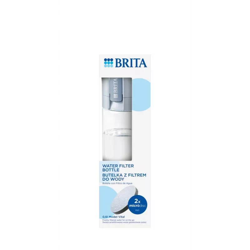 Filtračná fľaša BRITA Vital pastelovomodrá 600 ml s 2 filtrami MicroDisc, bez BPA, vhodná do umývačky riadu