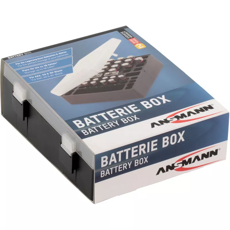 Ansmann Battery Box 48 Box na batérie pre 24x AA, 16x AAA a 4x 9V, Čierny/Priehľadný