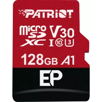 MicroSDXC pamäťová karta PATRIOT 128 GB trieda 10 U3 V30, čítanie 100 MB/s, zápis 80 MB/s, microSDXC
