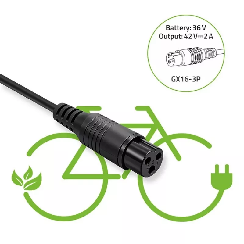 Nabíjačka batérie QOLTEC nabíjačka pre e-bike 36V 42V 2A 3P GX16