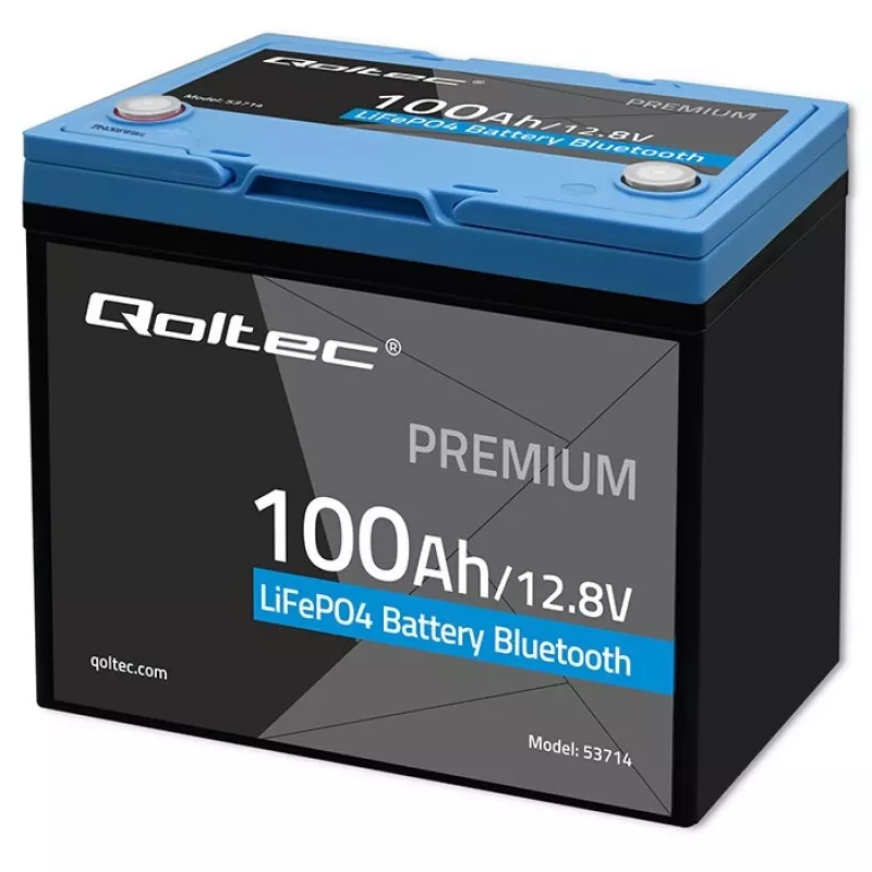 LiFePO4 batéria QOLTEC 12,8 V 100 Ah s Bluetooth — 12,8 V 100 Ah