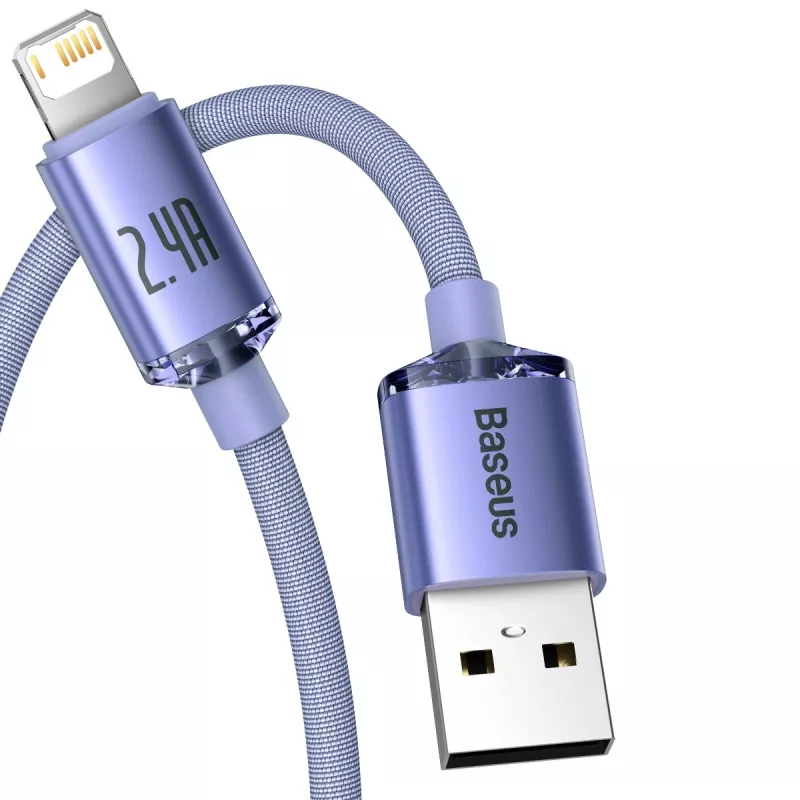 Kábel Baseus Crystal Shine USB na Lightning, 2,4A, 2m (fialová)