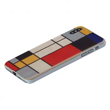 Puzdro na smartphone man and wood pre iPhone X/XS, drevená zadná strana, biely rám