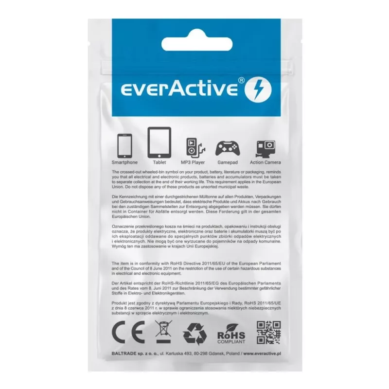 everActive Kábel USB 1m - biely, silikón, rýchle nabíjanie, 2,4A - CBS-1MW