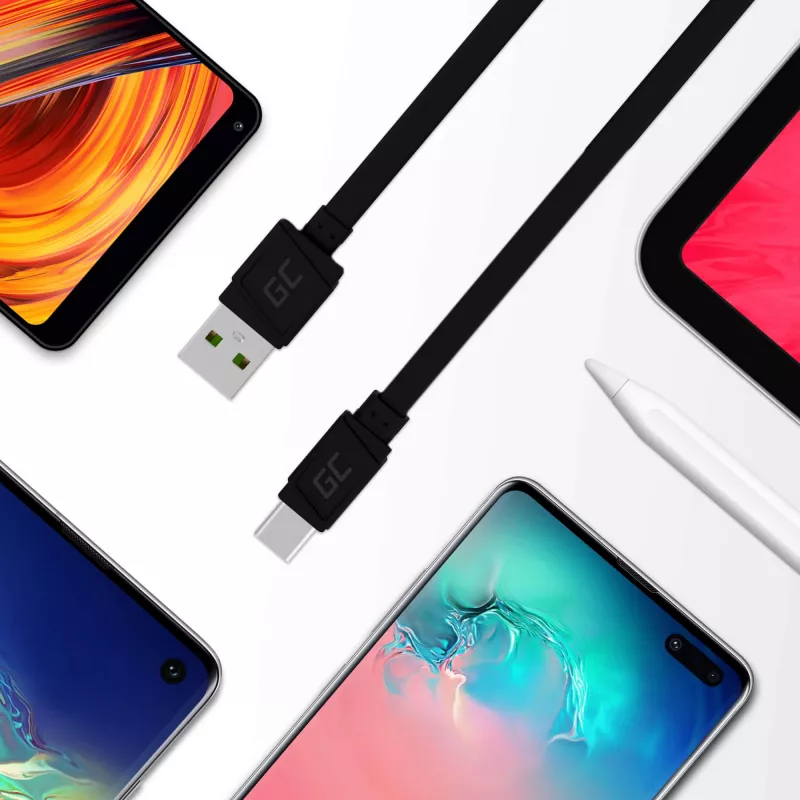 USB-A na USB-C kábel Green Cell KABGC03 – 0,25 m, čierny, 480 Mbit/s
