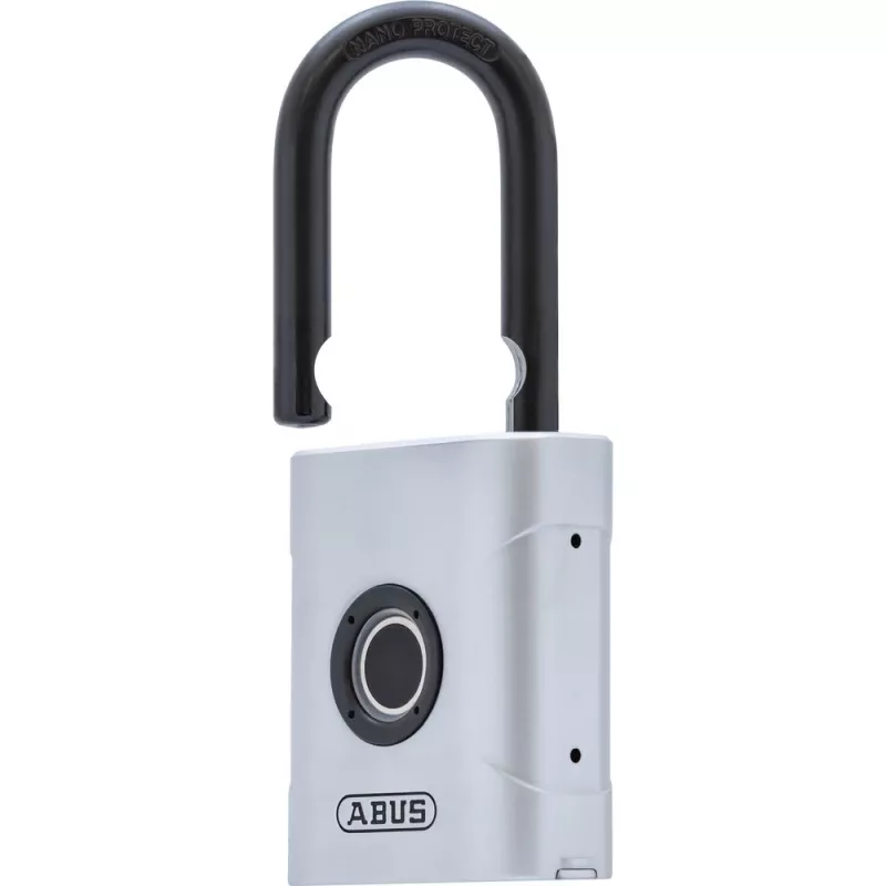 ABUS Touch 57/45 biometrický visiaci zámok 62575, snímač odtlačkov prstov, 45 mm, IP66/IP68, odolný voči poveternostným vplyvom, strieborný