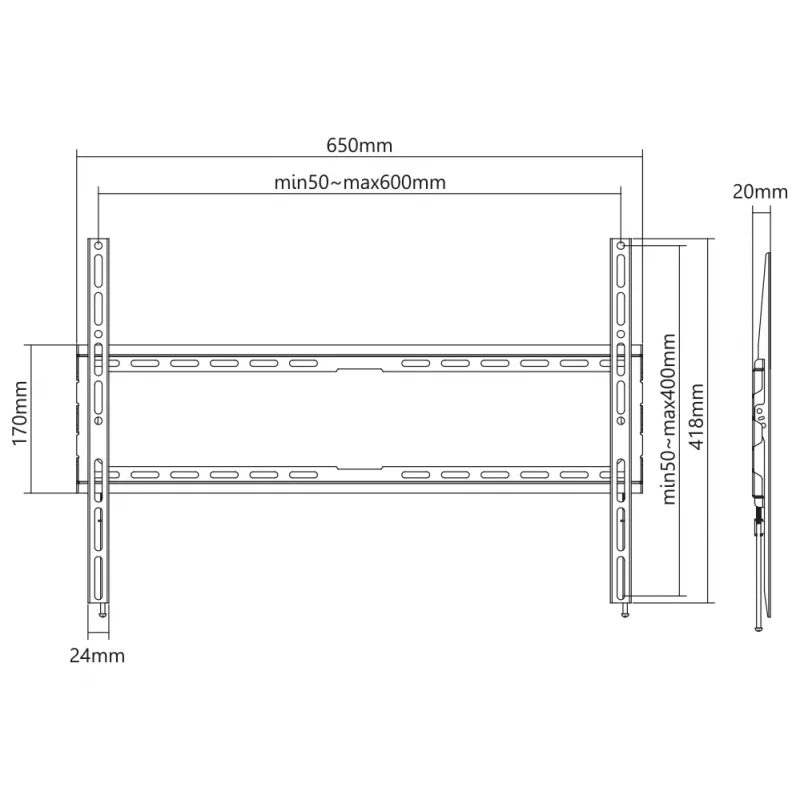 Nástenný držiak SBOX PLB-2264F-2 37–80 cm, nosnosť 45 kg, VESA 600x400
