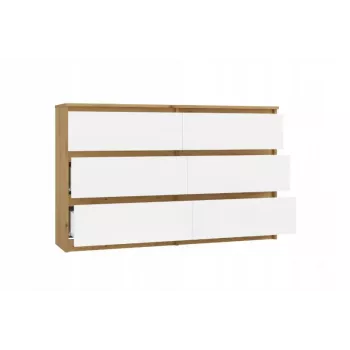Komoda 6-zásuvková 120 cm Top E Shop Malwa — Artisan Oak / biela, drevotrieska
