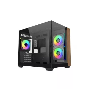 PC skriňa Cooler Master Elite 481 Wood — Dual-Chamber mATX s prírodným dizajnom dreva a dvoma tempered-glass panelmi