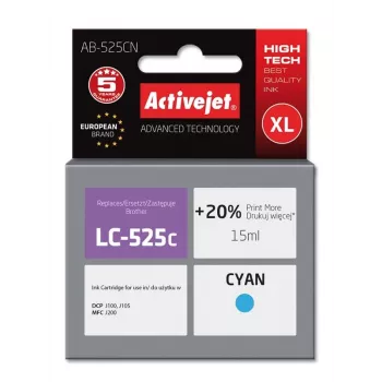 Atramentová kazeta ActiveJet AB-525CN kompatibilná pre Brother, azúrová, vysoký (XL) výkon, 15 ml