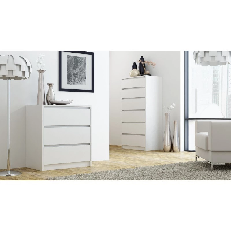 Komoda Top e Shop K3 BIEL, 3 zásuvky, biela, drevotrieska, 700×430×780 mm