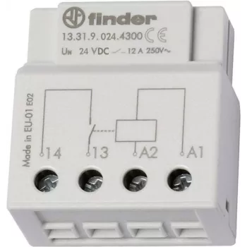 Finder relé do zapustenej alebo spínačovej krabice 13.31.9.024.4300, 24 V/DC, 1 spínací kontakt 12 A 250 V/AC (13.31.9.024.4300)
