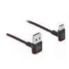 USB kábel DeLOCK EASY-USB 2.0 Type-A konektor samec na Type-C konektor samec zahnutý 0,2 m čierny