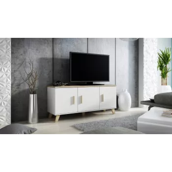 Cama sideboard LOTTA 150 3D biela + sonoma oak