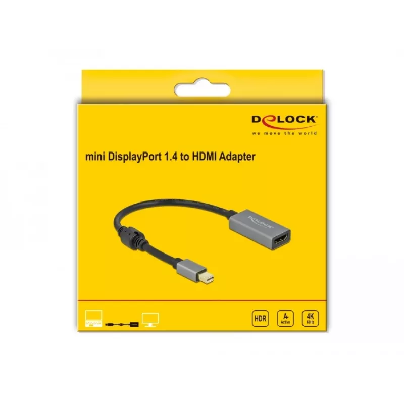 Aktívny mini DisplayPort 1.4 na HDMI adaptér DeLOCK 66570