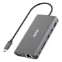 UNITEK uHUB O8+ káblový USB 3.2 Gen 1 Type-C hub, sivý, 100W Power Delivery