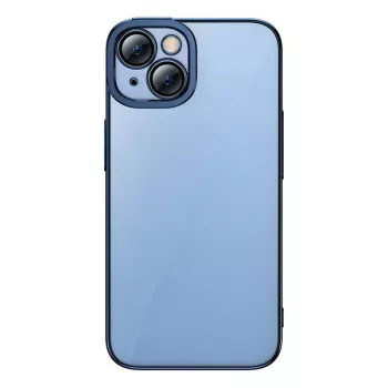 Ochranné puzdro a sada pancierového skla Baseus pre iPhone 14 Plus – glitter priehľadná modrá