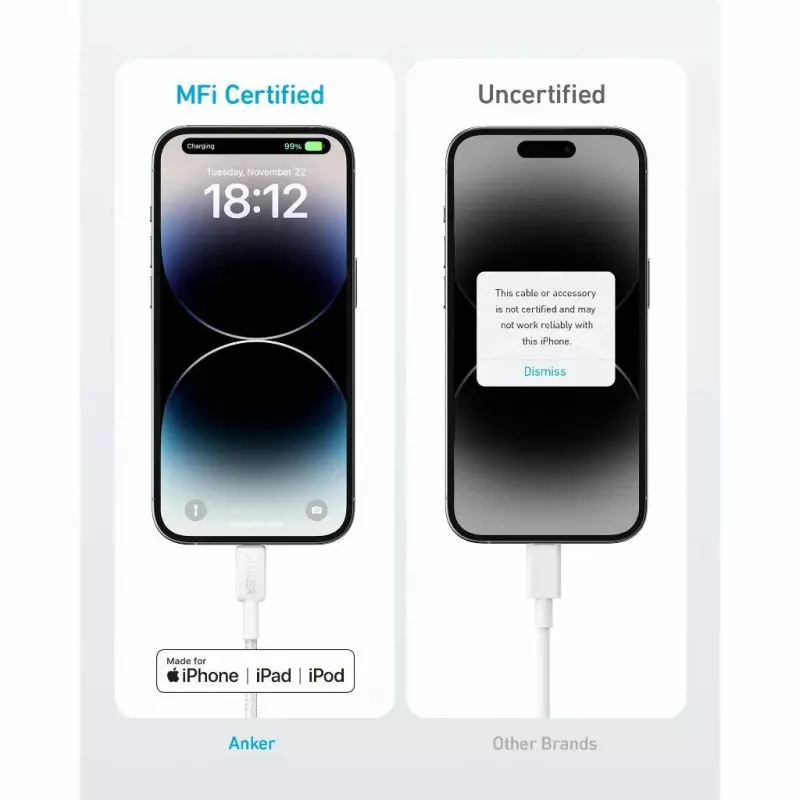 Kábel Anker 322 0,9 m Lightning na USB-C 30 W