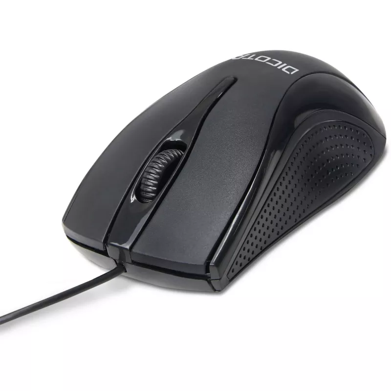 DICOTA - Myš - obojručná - Laser - 3 tlačidlá - Káblová - USB - Čierna (D32011)