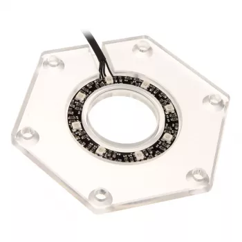 Montážna sada BitsPower Hexagon BP-WTHU-RGB — akryl transparentný, 91,4×80×6,5 mm