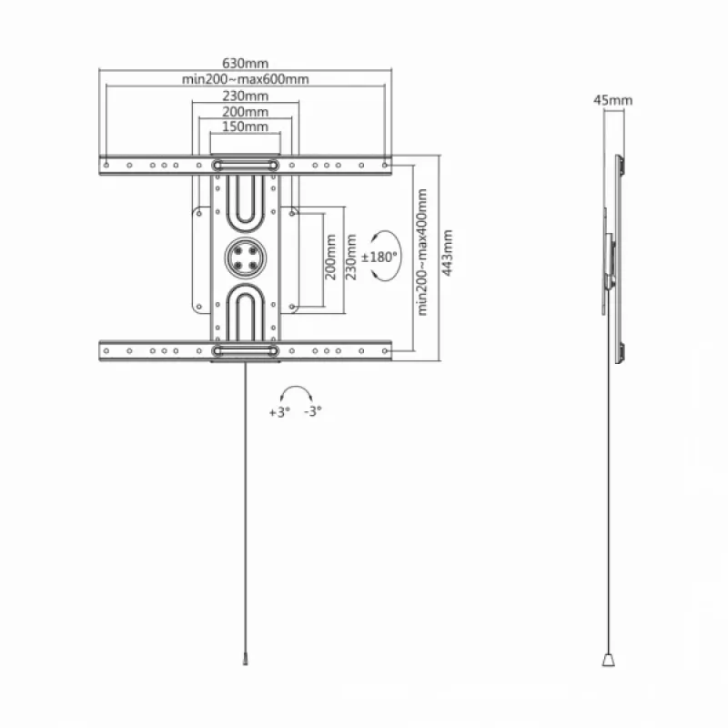 Sbox PLB-1246F pevný držiak na plochý TV 37-70 50kg