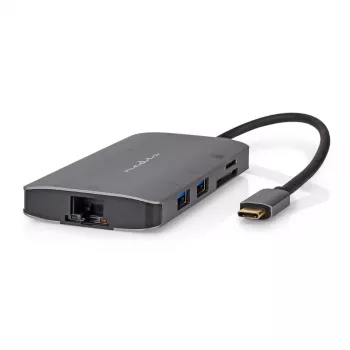 Nedis USB multi-port adaptér USB 3.2 Gen1 7-in-1 – USB-C™ konektor samec, HDMI™ výstup, Micro SD, RJ45 konektor samica, SD, USB-C™ konektor samica, 3x USB-A konektor samica, 5 Gbps (CCBW64240AT02)