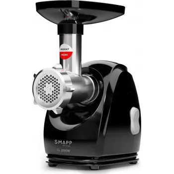 Mlynček na mäso SMAPP 489.8 – 2000 W, priepustnosť 2,5 kg/min, nerez, 3 mlynčekové kotúče, kompaktný čierny