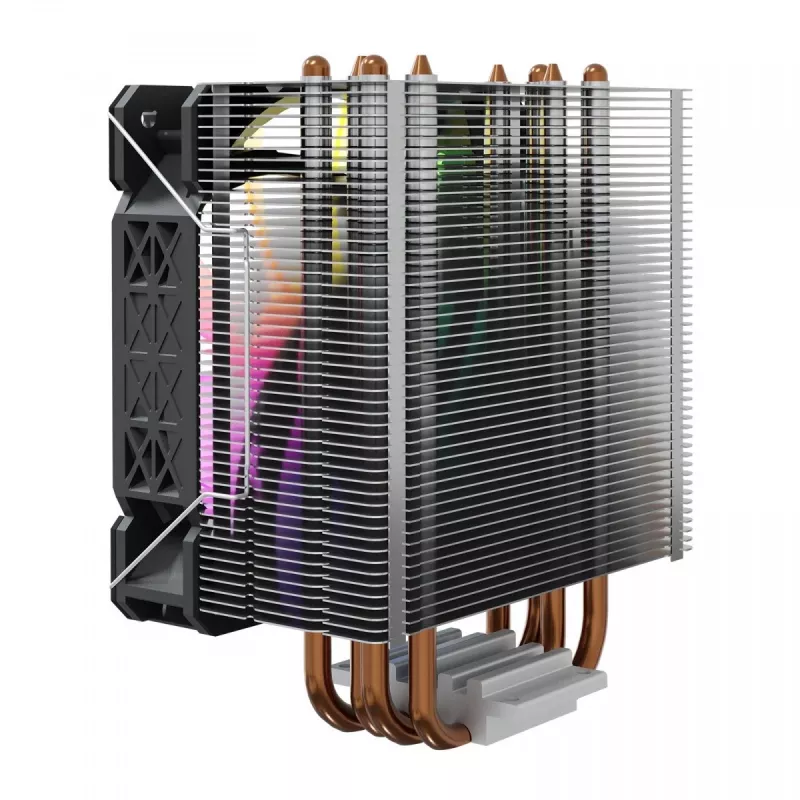 CPU vzduchový chladič SAVIO SAVGCOVORTEXX2ARGB s 4 heatpipes, 120-mm-ARGB ventilátor, čierny