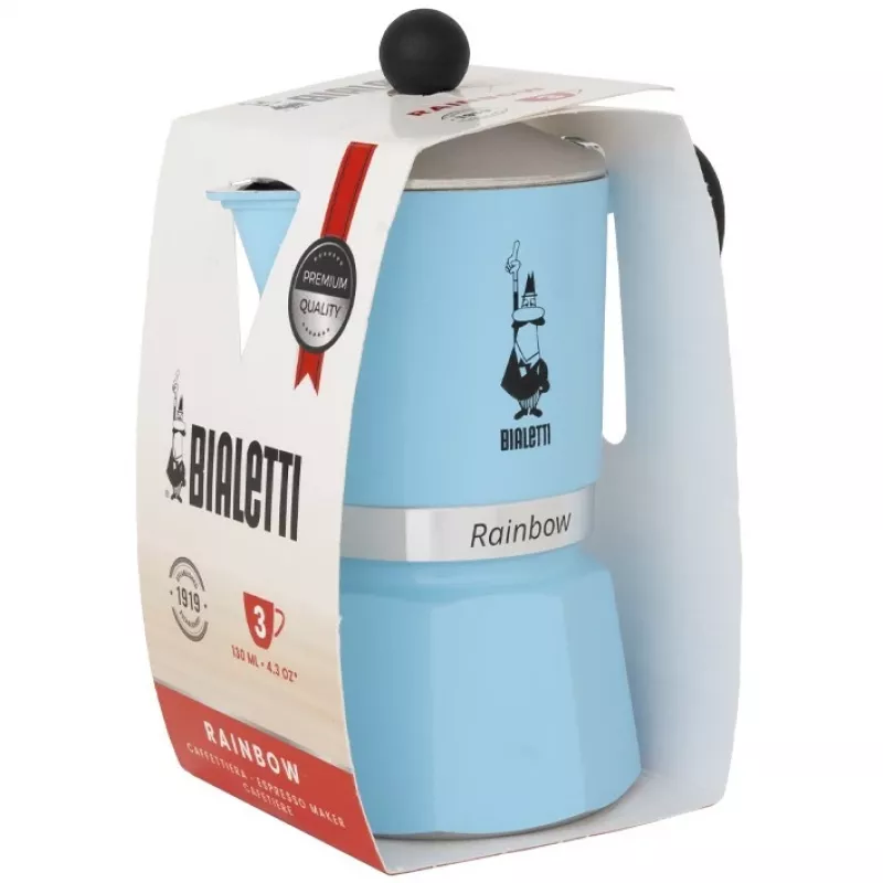 Bialetti Rainbow moka kanvica, 6 šálok, svetlomodrá