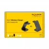 DELOCK 66941 bezdrôtová nabíjačka 3-in-1 pre smartfón smart hodinky slúchadlá USB Type-C 15 W interiérová čierna