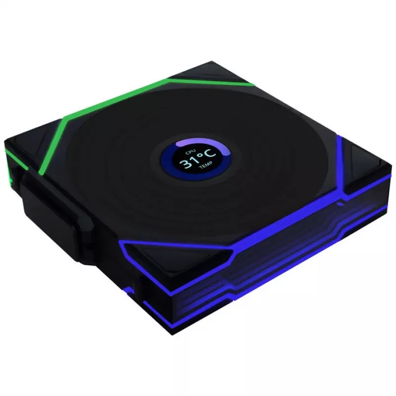 120mm ARGB PWM ventilátor do skrine s bezdrôtovým LCD displejom Lian Li UNI FAN TL