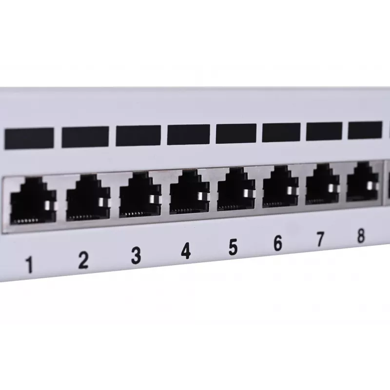 Patch panel LANBERG PPF6-9012-S, 12-port, kov, sivý, 1HE, 215×130×44.5 mm