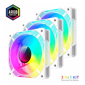Gamemax | skriňový ventilátor | KF300R BK | biely