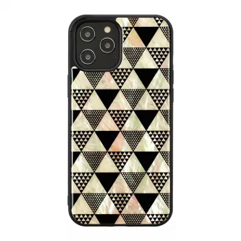 Ochranné puzdro iKins pre Apple iPhone 12 Pro Max — čierna pyramídová štruktúra