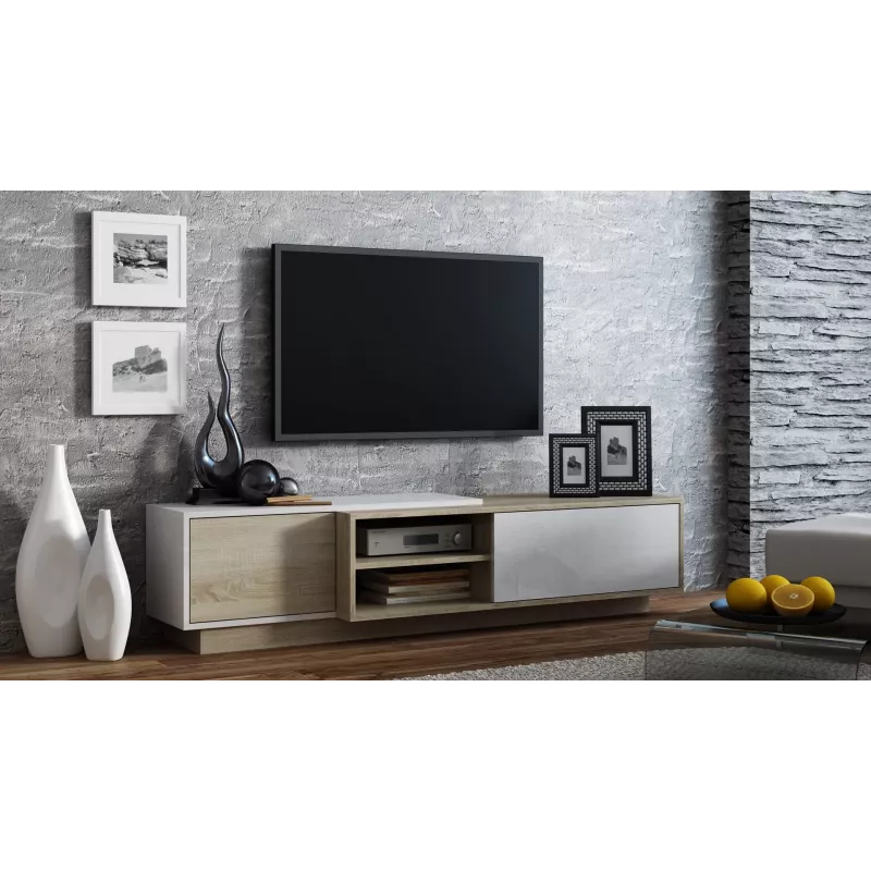 Cama TV skrinka SIGMA1 180 dub Sonoma/biela lesklá