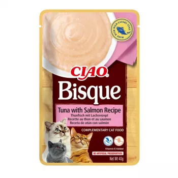 Mokré krmivo pre mačky vrecká INABA Ciao Bisque — sortiment: kura, hovädzina, ryba; 24 × 40 g