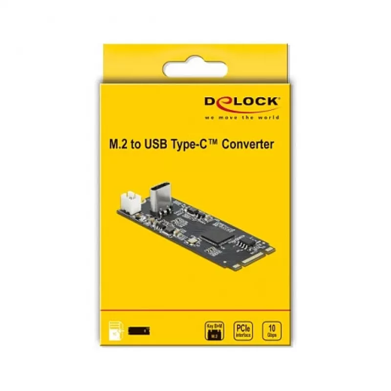 M.2 Key B+M konektor samec na USB Type-C konektor samica konvertor, DeLOCK, 63174