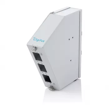 Lištový optický spleťový rozvádzač DIGITUS DN-96893 — uhlový, 6 SC DX / LC Quad, hliník, sivá