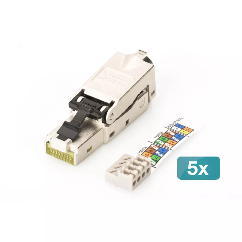 Digitus CAT 6A na mieste montovateľný konektor STP 5 kusov RJ-45 konektor Strieborná