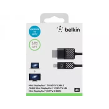 Mini DisplayPort na HDTV kábel, 1,8 m, Mini DisplayPort, HDMI, konektor samec, konektor samec, čierna