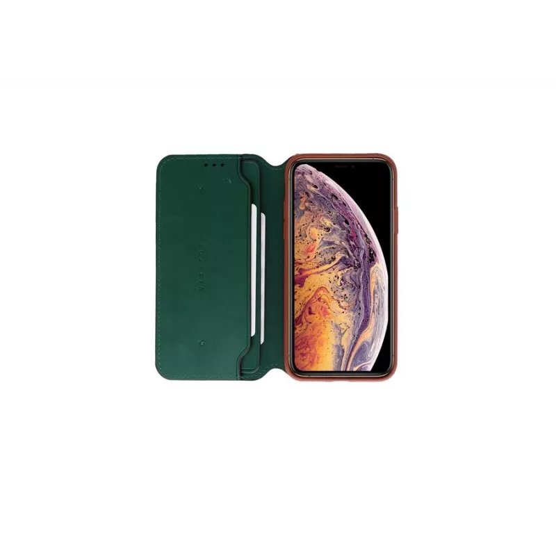 Ochranné puzdro VixFox pre iPhone XSMAX – lesná zelená, folio puzdro s priehradkou na karty